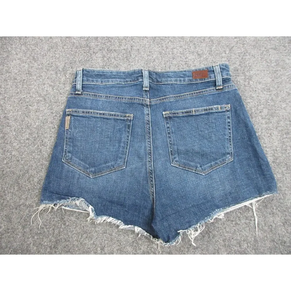 PAIGE Distressed Blue Denim Jean Shorts